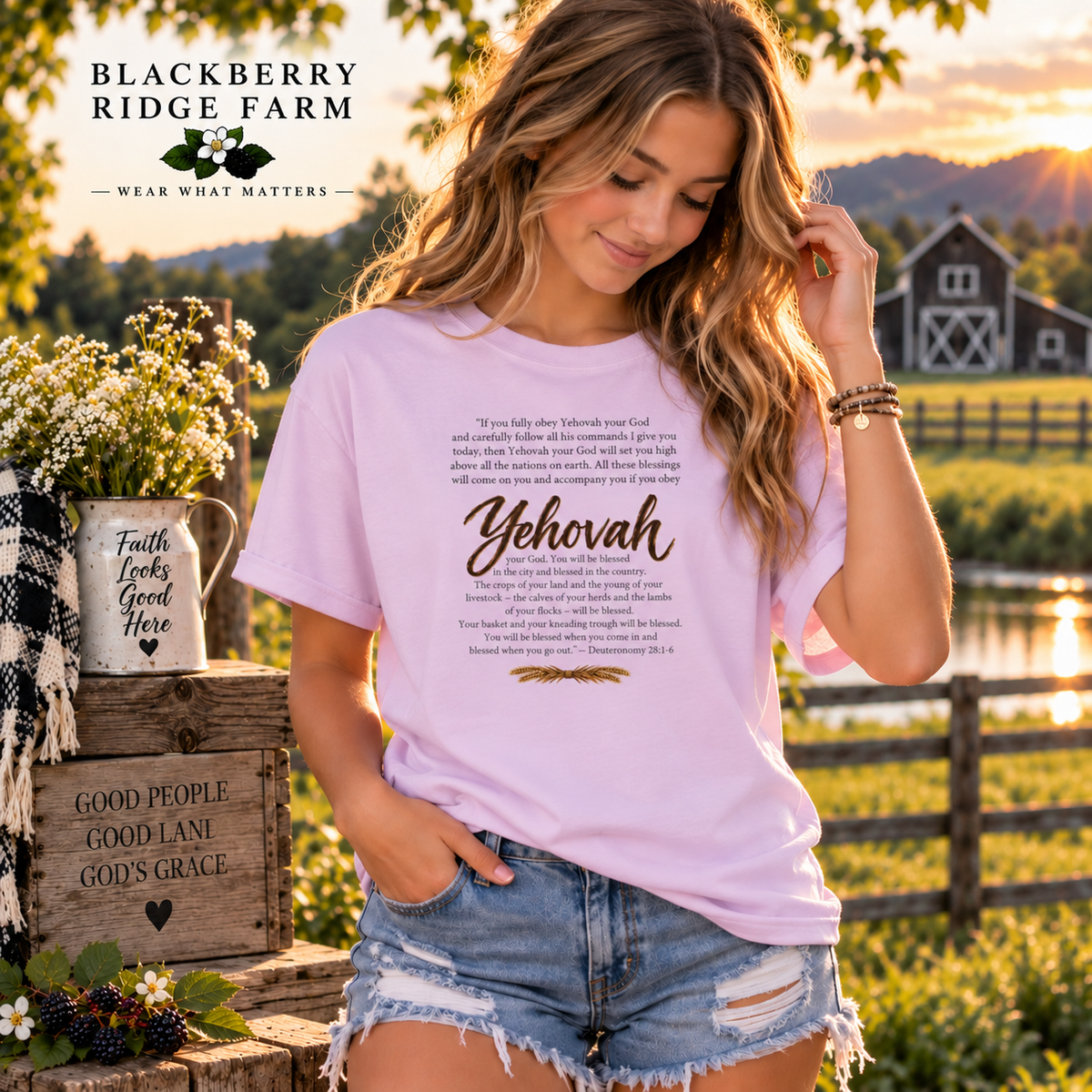Yehovah - Deut 28:1-6 Light T-Shirt