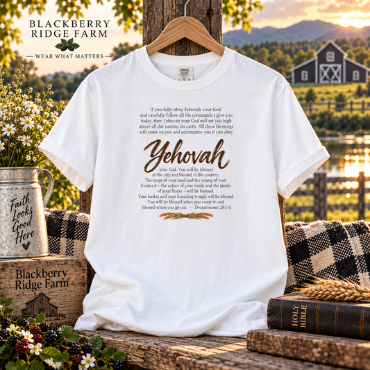 Yehovah - Deut 28:1-6 Lt Scripture T-Shirt