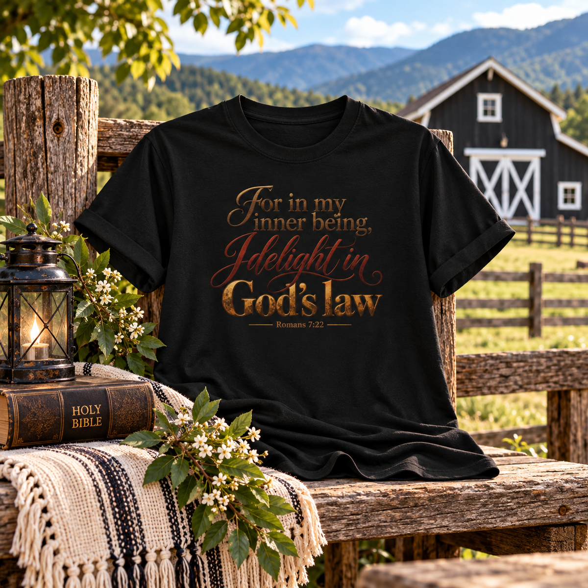 In My Inner Being I Delight in God's Law Shirt -Romans 7:22 Scripture T-Shirt