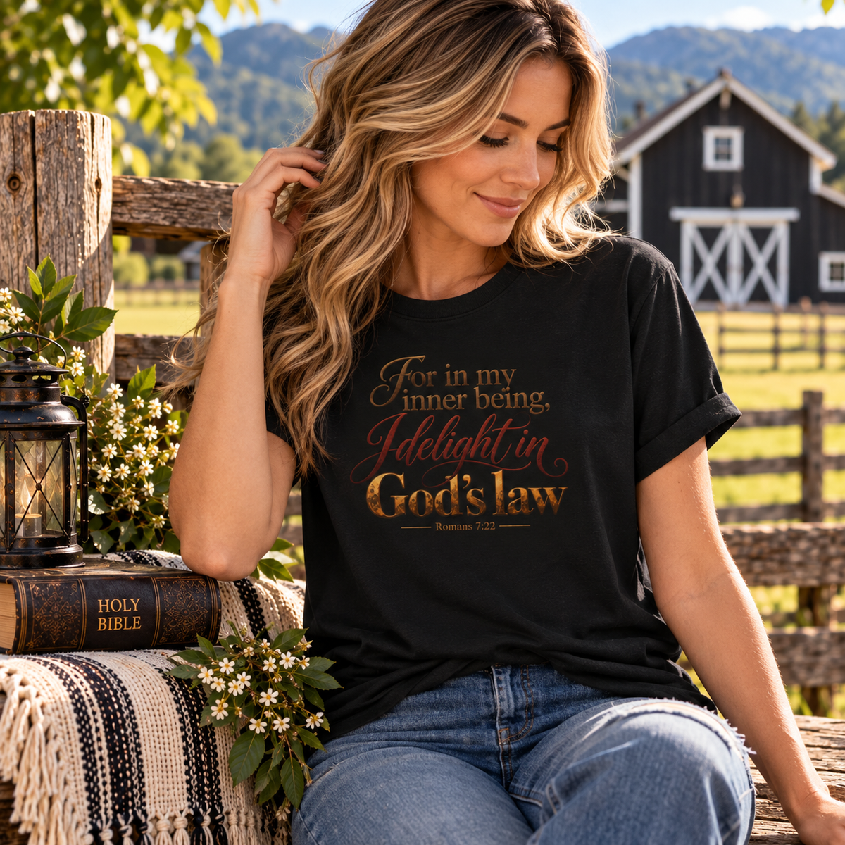 In My Inner Being I Delight in God's Law Shirt -Romans 7:22 Scripture T-Shirt