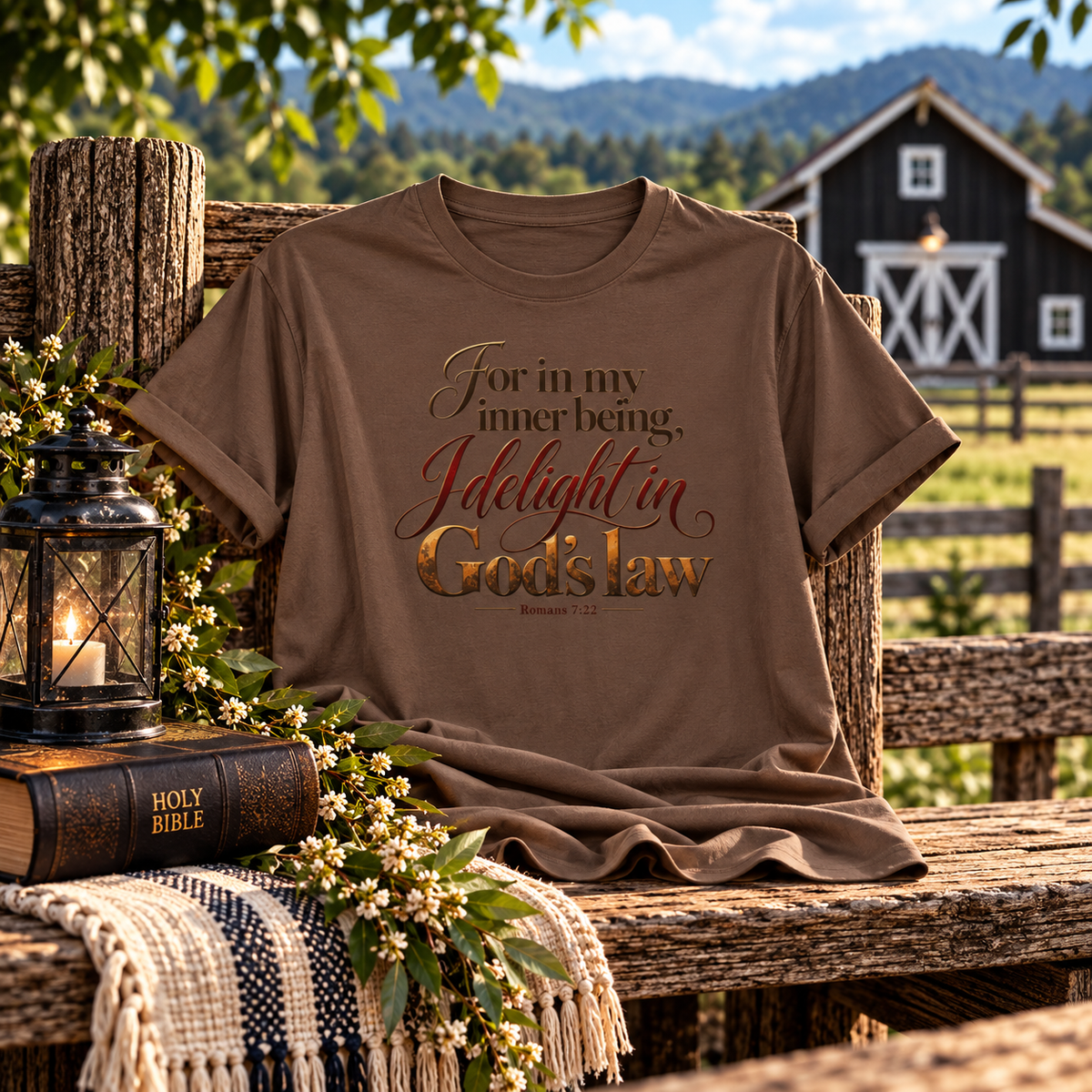 In My Inner Being I Delight in God's Law Shirt -Romans 7:22 Scripture T-Shirt