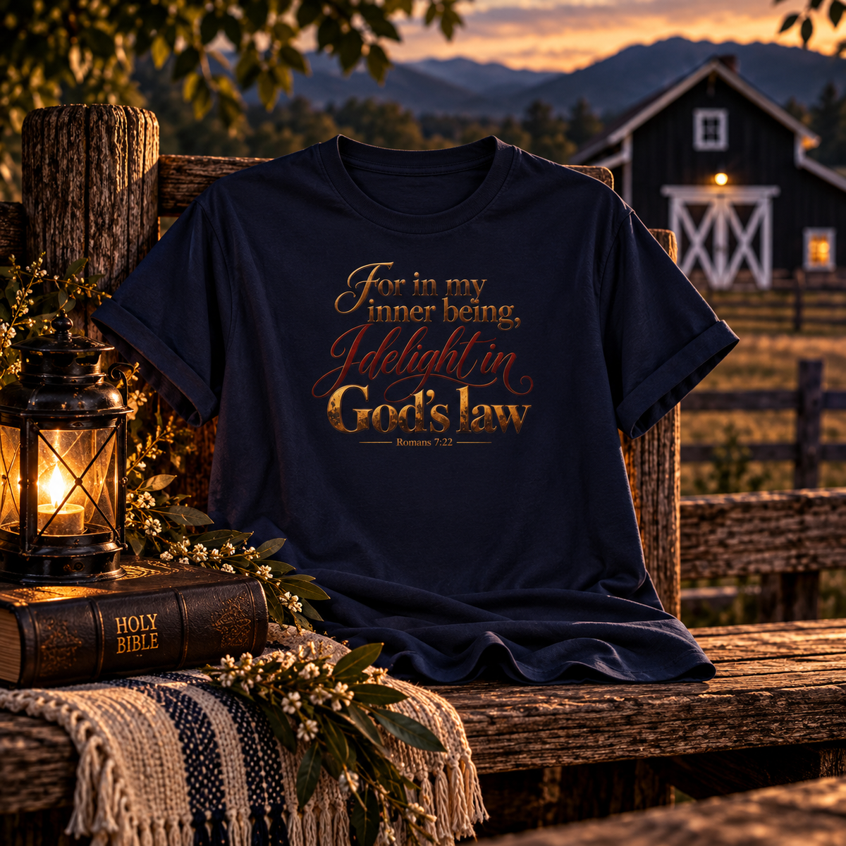 In My Inner Being I Delight in God's Law Shirt -Romans 7:22 Scripture T-Shirt