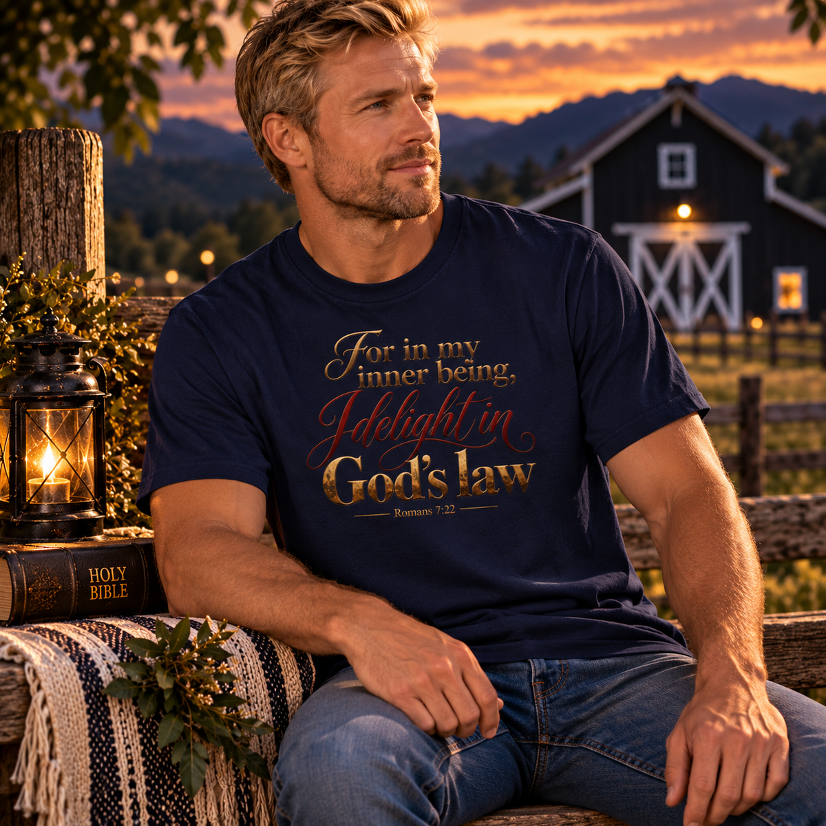 In My Inner Being I Delight in God's Law Shirt -Romans 7:22 Scripture T-Shirt