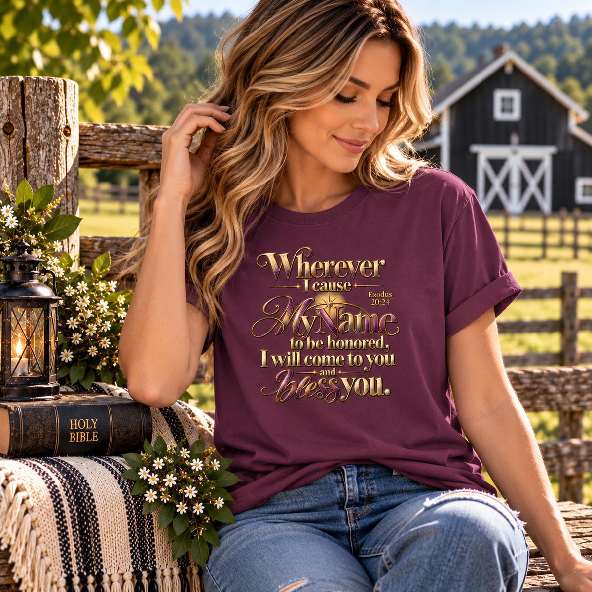 Wherever I Cause My Name to Be Honored Shirt - Exodus 20:24 Scripture T-Shirt