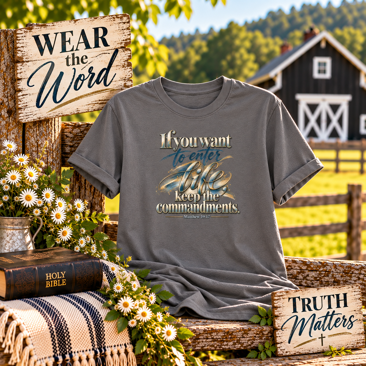 Keep the Commandments Shirt - Matthew 19:17 Scripture T-Shirt