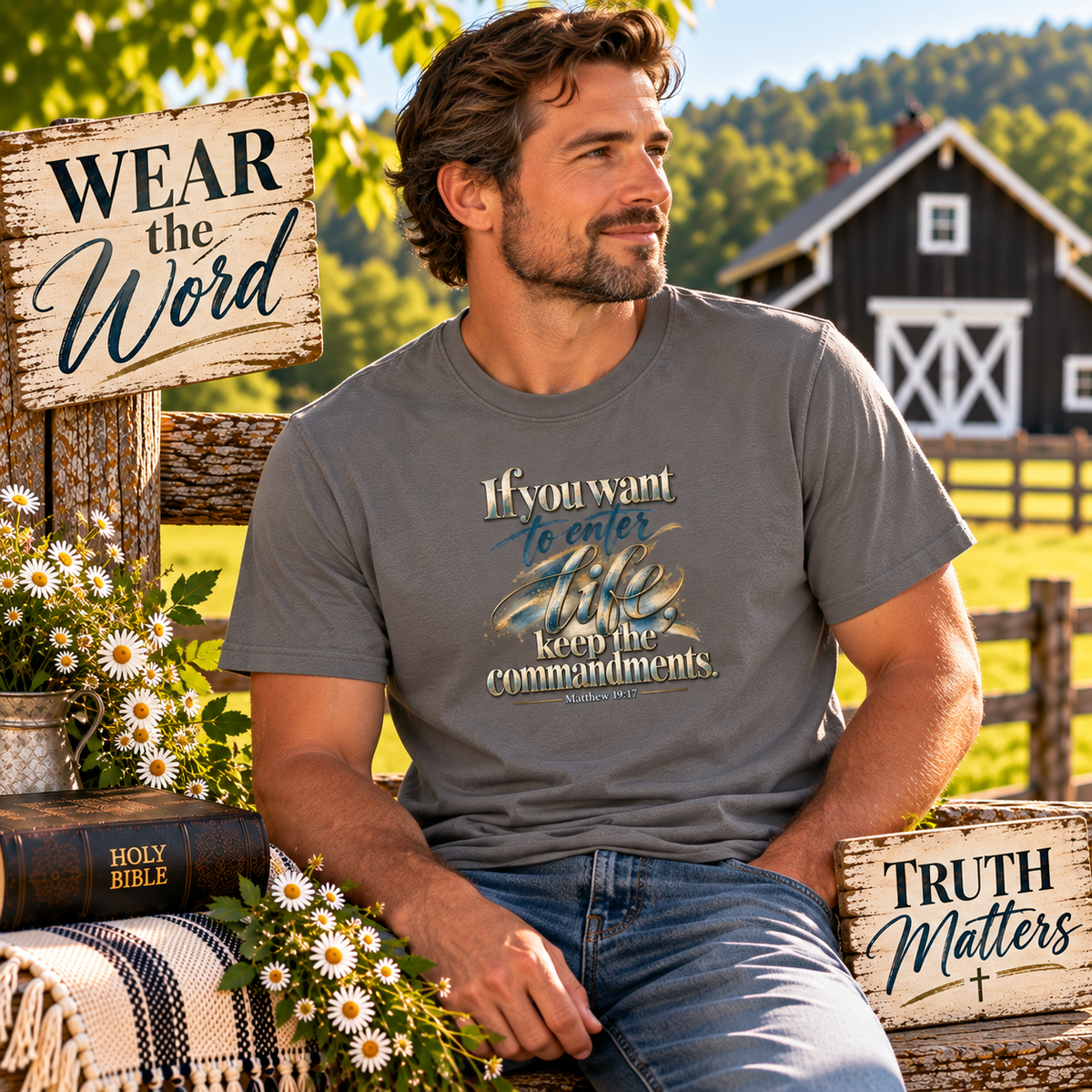 Keep the Commandments Shirt - Matthew 19:17 Scripture T-Shirt