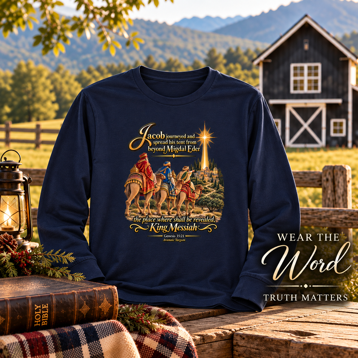 Three Wise Men Christmas Shirt/ scripture Genesis 35:21 King Messiah