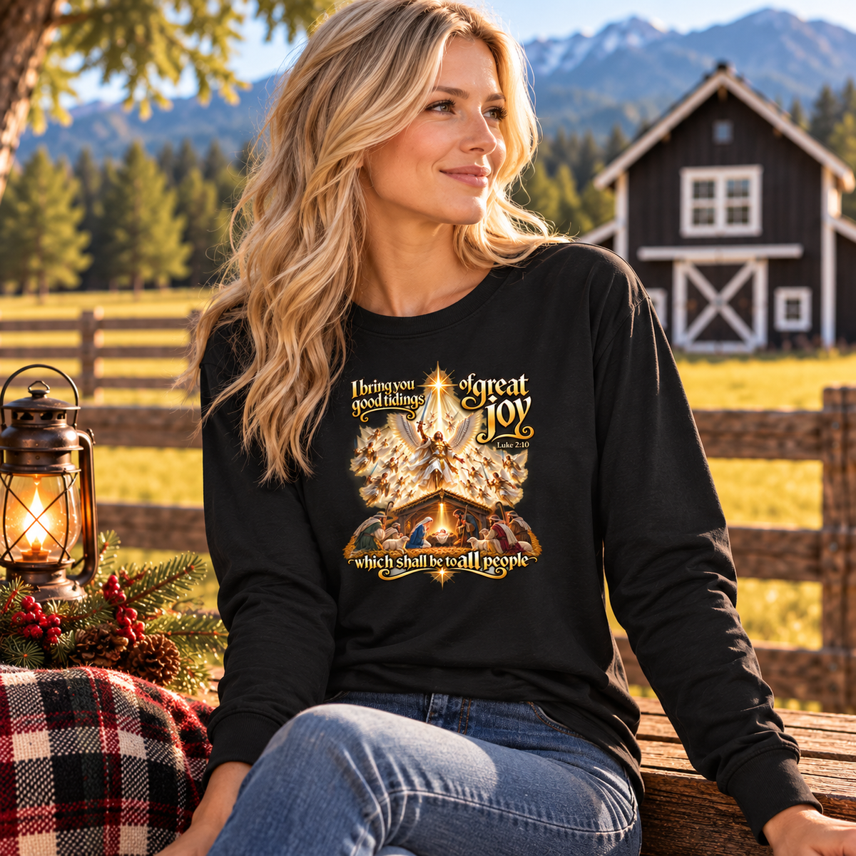 Good Tidings of Great Joy Christian Christmas Shirt | scripture Luke 2:10 Nativity
