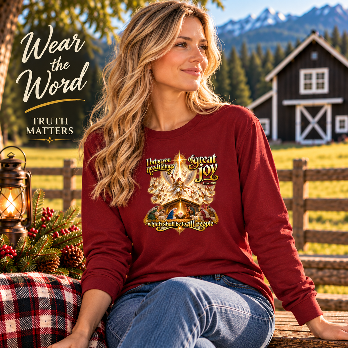 Good Tidings of Great Joy Christian Christmas Shirt | scripture Luke 2:10 Nativity
