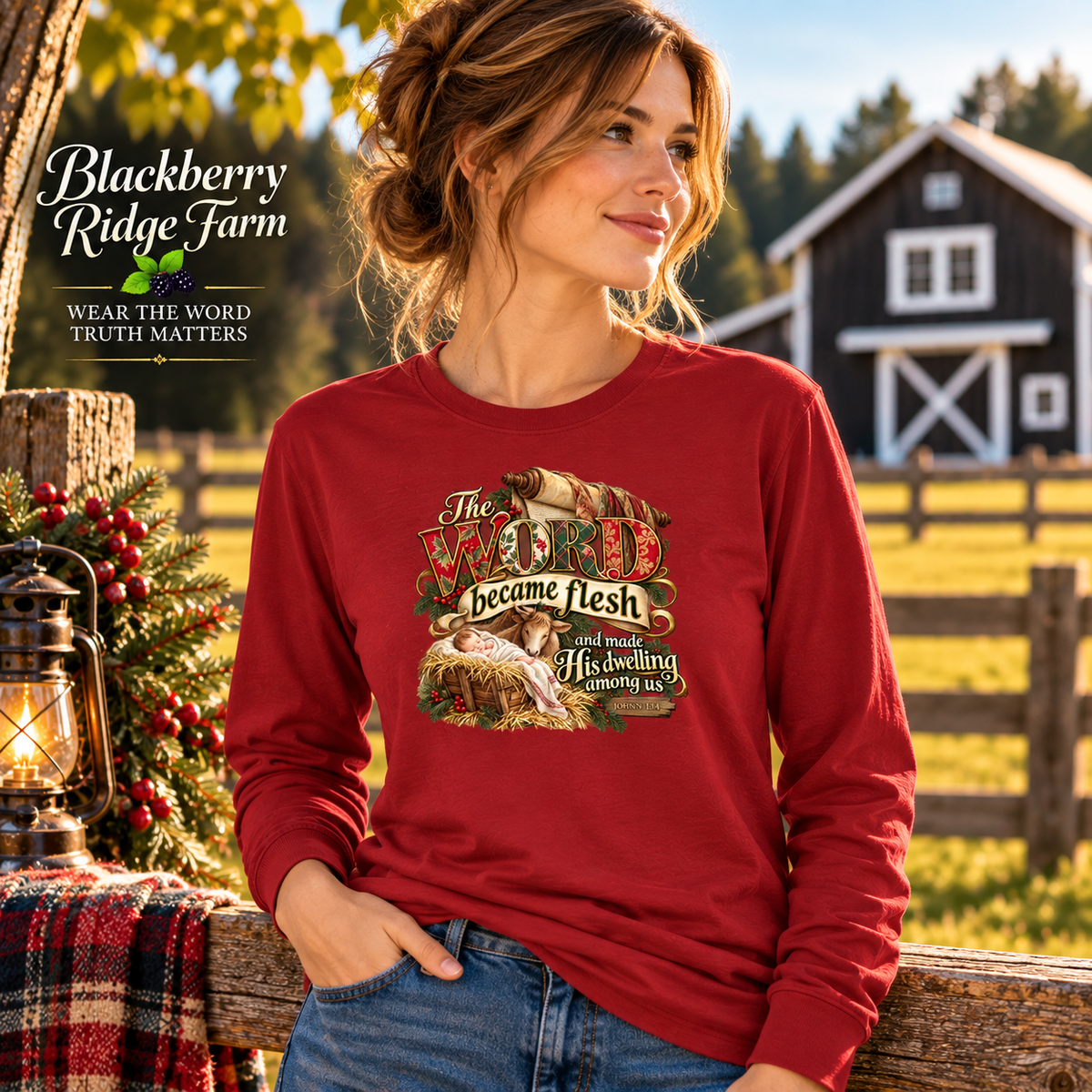 The Word Became Flesh Christian Christmas Shirt | scripture John 1:14 Nativity Tee