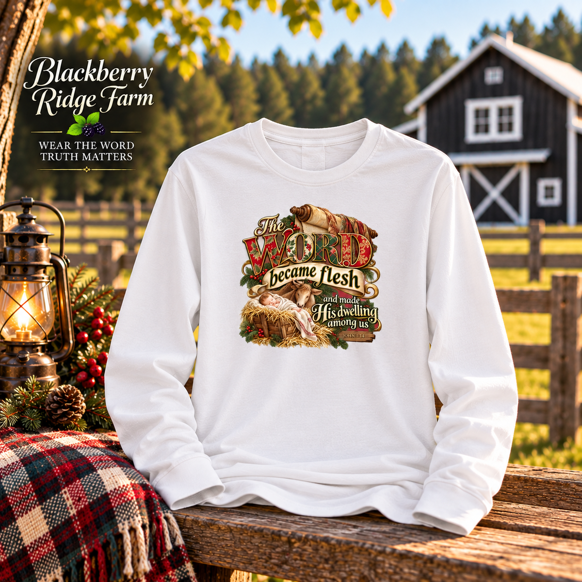 The Word Became Flesh Christian Christmas Shirt | scripture John 1:14 Nativity Tee