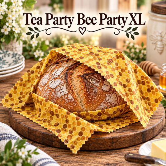 Tea Party Bee Party Beeswax Wrap XL 14"x 24"