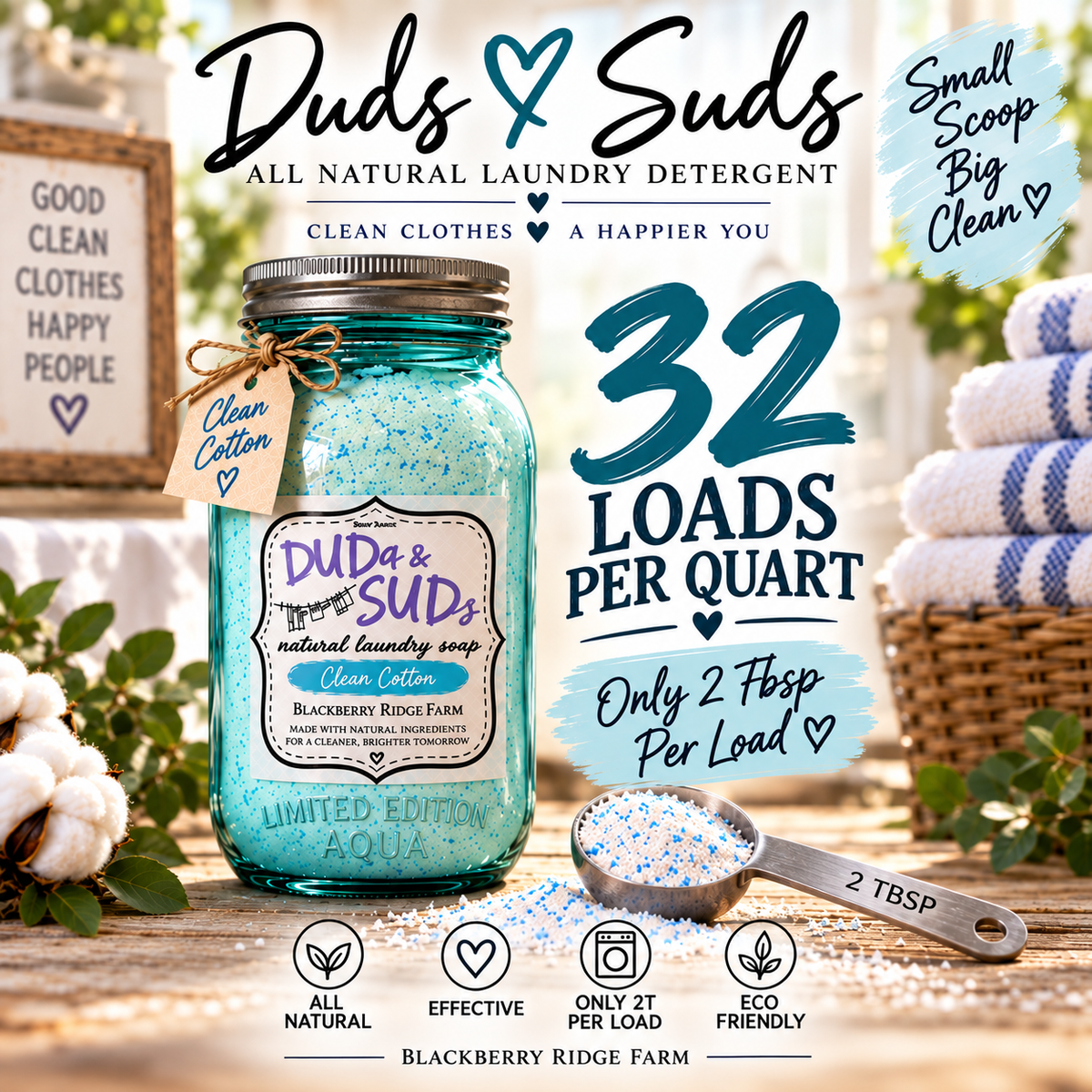 Duds & Suds All natural laundry soap CLEAN COTTON