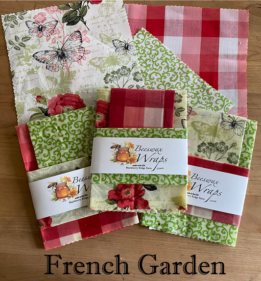 French Garden Beeswax Wraps 3-pack
