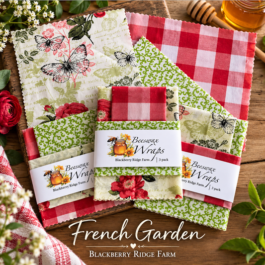French Garden Beeswax Wraps 3-pack