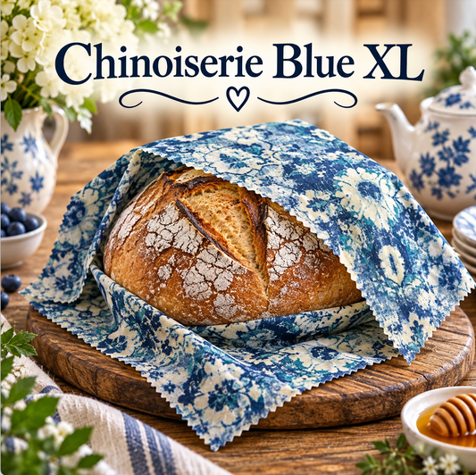 Chinoiserie Blue Beeswax Wrap   one-XL wrap 14"x 24"