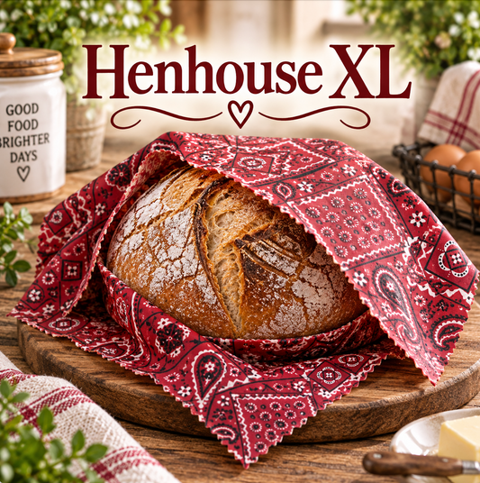 Henhouse Blk/Red Beeswax Wrap     one - XL wrap 14"x 24"