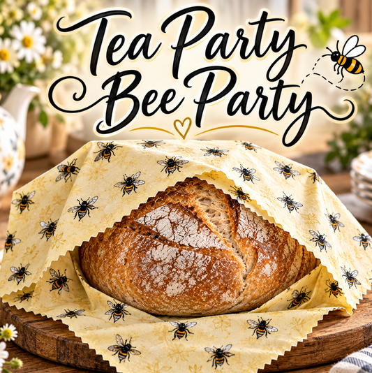 Tea/Bee Party Beeswax Wrap one-XL 14"x 24"