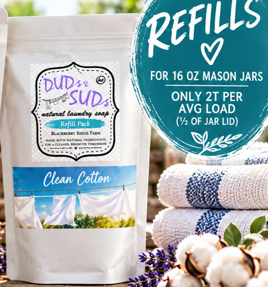 Duds & Suds All natural laundry detergent REFILL - CLEAN COTTON