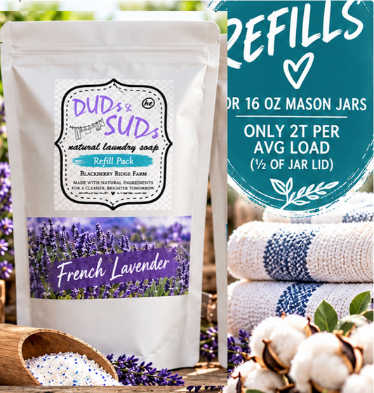 Duds & Suds All natural laundry detergent REFILL - FRENCH LAVENDER